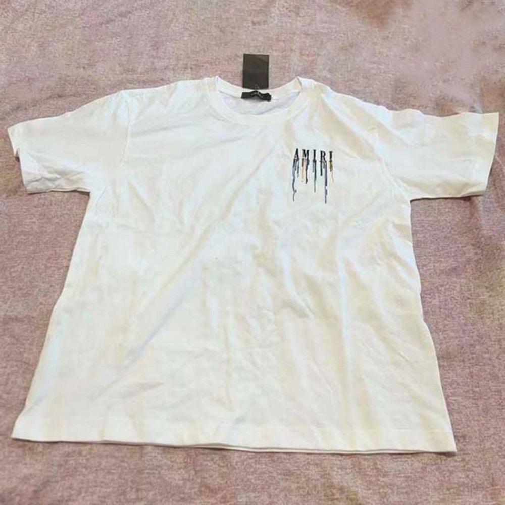 Amiri Paint Drip Logo White T Shirt